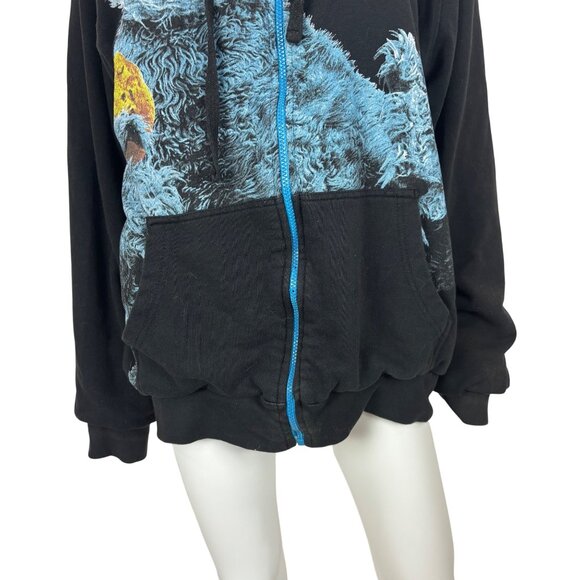 Sesame Street Cookie Monster Sweatshirt Reversible Black Blue Unisex XL Hoodie - Picture 4 of 11